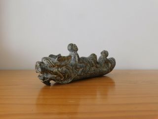 Large pair Antique Chinese in Hongshan Style Jade Dragon Penis Phallic Figure 11