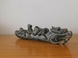 Large pair Antique Chinese in Hongshan Style Jade Dragon Penis Phallic Figure 3