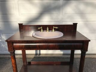 Antique Mahogany Empire Bathroom Vanity w Kohler Sink & California faucet 2