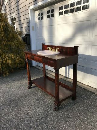 Antique Mahogany Empire Bathroom Vanity w Kohler Sink & California faucet 5