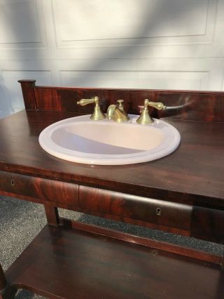 Antique Mahogany Empire Bathroom Vanity w Kohler Sink & California faucet 6