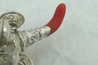 RARE VICTORIAN HM STERLING SILVER CORAL BABY RATTLE 9 BELLS 1899 6