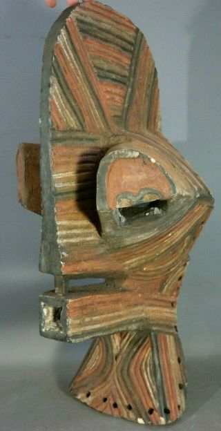 Lg Vintage African Mask Old Rooster Bird Mohawk Wood Carved Tribal Art Statue