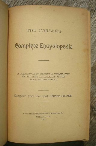 1892 Victorian Farm Guide Antique Cookbook Medical Horse Cow Poultry Bees RARE 9