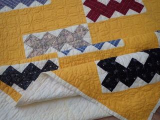 Gorgeous RICH CHEDDAR Antique c1880 Album QUILT 82x76 