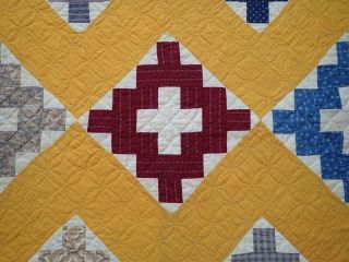 Gorgeous RICH CHEDDAR Antique c1880 Album QUILT 82x76 