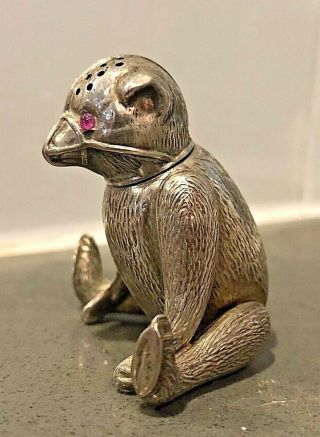 1909 Salt or Powder Shaker TEDDY BEAR English Sterling Hallmarked 4