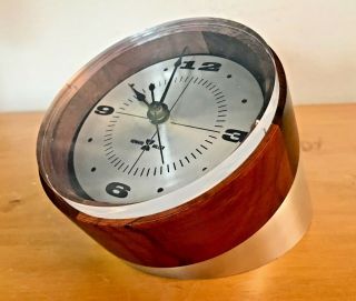 Nelson Umanoff Howard Miller Vtg Mid Century Modern Rosewood Desk Clock 663