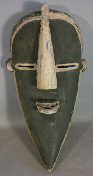 Lg Vintage African Mask Old Moon Face Native Wood Carved Tribal Art Wall Statue