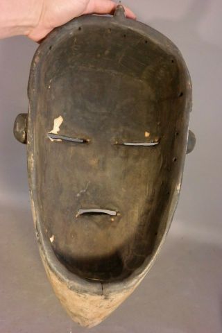 LG Vintage AFRICAN MASK Old MOON FACE Native WOOD CARVED Tribal Art WALL STATUE 5