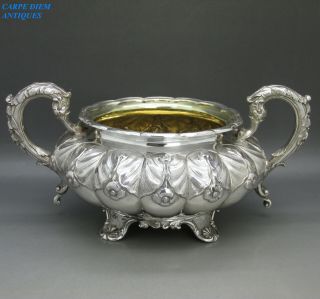 Antique George Iv Good Heavy Solid Sterling Silver Sugar Bowl 460g London 1827