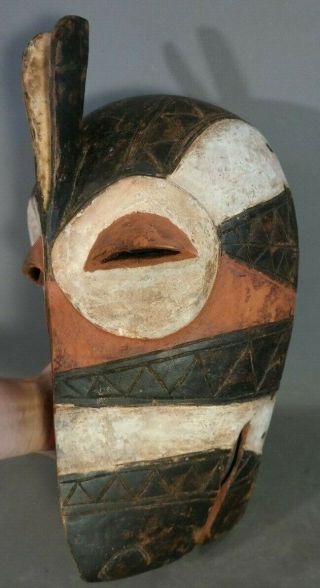 Lg Vintage African Mask Old Anthropomorphic Lizard Wood Carved Tribal Art Statue