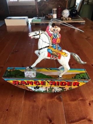 1938 Marx The Lone Ranger Hi - Yo Silver Range Rider Tin Wind - Up Toy