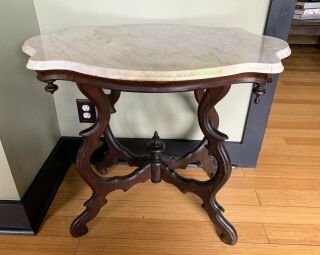 Antique Rosewood Victorian Marble Turtle Top Table