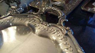 2715g MASTERPIECE STERLING SILVER HANDLE TRAY COLONIAL STYLE:MATILDE ESPUÑES HM 2