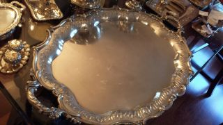 2715g MASTERPIECE STERLING SILVER HANDLE TRAY COLONIAL STYLE:MATILDE ESPUÑES HM 9