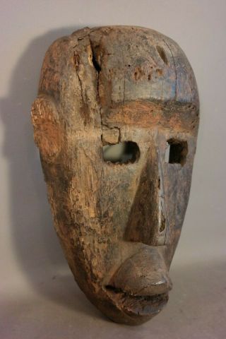 Lg Antique African Mask Old Native Primitive Wood Carved Tribal Art Relic Statue