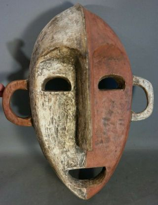 Lg Vintage African Mask Old Monkey Man Face Wood Carved Tribal Art Ethnic Statue