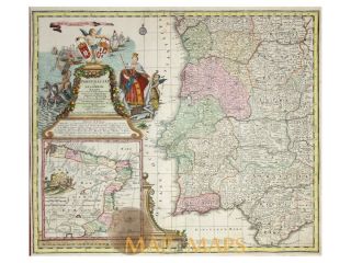 Portugalliae Et Algarbiae Regna.  Portugal Map By Seutter 1744
