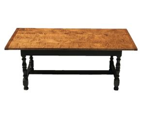 20TH C ELDRED WHEELER WILLIAM & MARY ANTIQUE STYLE TIGER MAPLE COFFEE TABLE 2