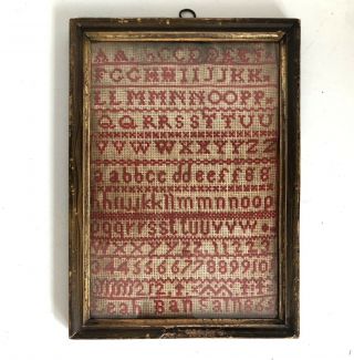 Sampler 1865 Alphabet Signed Leah Bansall 9 " X 12” Framed Numbers Vtg Antique