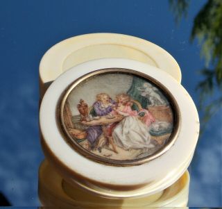 Quality Antique French Hand Painted Miniature Signed Snuff Box Napoleon Era