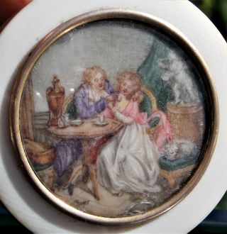 QUALITY ANTIQUE FRENCH HAND PAINTED MINIATURE SIGNED SNUFF BOX NAPOLEON ERA 8