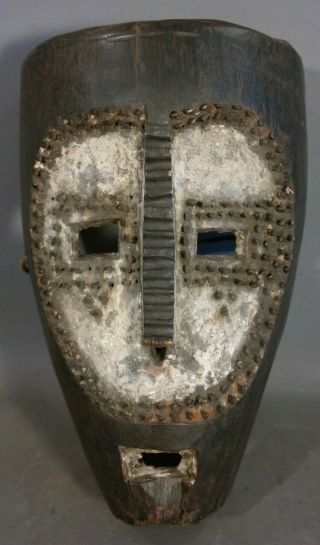 Lg Vintage African Mask Old Spike Face Slipknot Wood Carved Tribal Art Statue