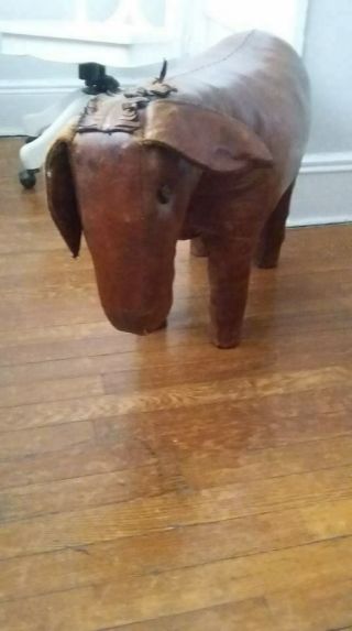 Vintage Leather Donkey Foot Stool Footrest Rest Ottoman Rare Fitch Omersa ? 6