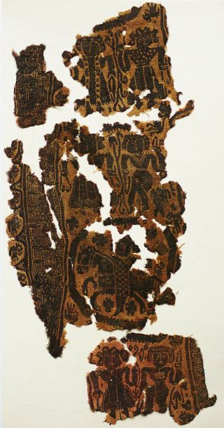 Ancient Coptic Textile Fragment - Horse & Person Pattern,  Egypt,  Christian Arts