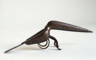 Fine Antique Islamic Persian Steel And Silver Bird Shaped Scissors