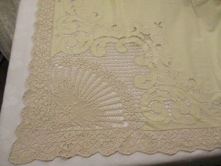 Antique Vintage French Bed Cover Stunning Embroidery Cutwork LaceNEW 2