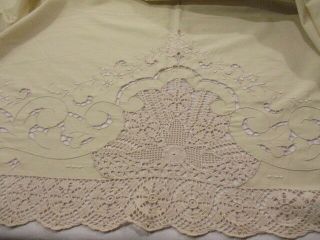 Antique Vintage French Bed Cover Stunning Embroidery Cutwork LaceNEW 3
