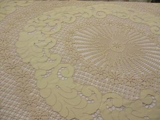 Antique Vintage French Bed Cover Stunning Embroidery Cutwork LaceNEW 4