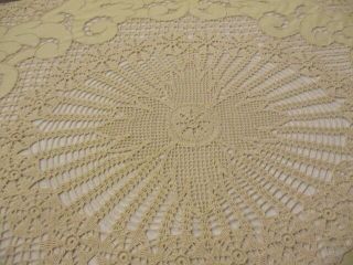Antique Vintage French Bed Cover Stunning Embroidery Cutwork LaceNEW 6