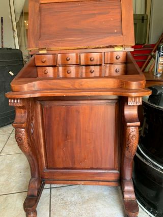 Antique 1933 Mahogany Drop Front Desk/secretary Desk 1930 - 1940s Wood