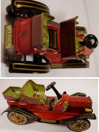 Vintage Marx LineMar Toy Tin Litho 1907 Ford Friction Car Hampshire w/ BOX 5