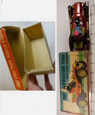 Vintage Marx LineMar Toy Tin Litho 1907 Ford Friction Car Hampshire w/ BOX 6