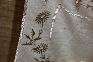 Vintage French PURE Linen Bed Sheet Floppy Embroidered Flowers Monogram 76x120 