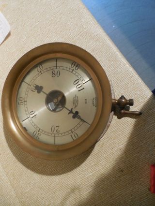 Antique Brass Steam Gauge American Steam Gauge Bourdon,  Valve Co.  Boston Mass