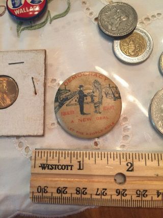 A deal Statehood FDR Roosevelt (?) Political Pinback Pin Button Antique 6