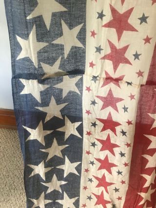 Antique c.  1900 Red White & Blue Gauze Fabric - Stars Patriotic 10