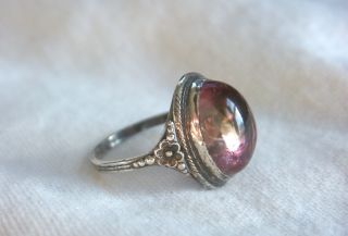 Old Tourmaline And Silver Ring,  Maybe Chinese