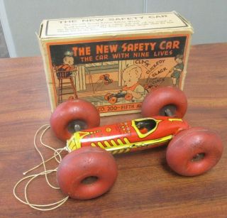 Vintage Marx Tin Litho Bouncing Benny The Safety Car W/original Box