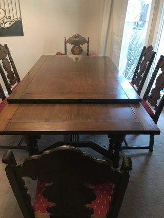 Early 20th Century Jacobean - Style Dining Room Set,  Table (6) Chairs & Buffet 4