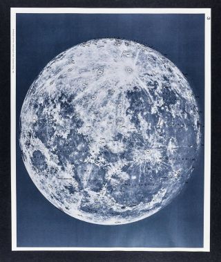 1960 Photographic Lunar Atlas Moon Photo No.  3 - Full Moon - Crater Field Map