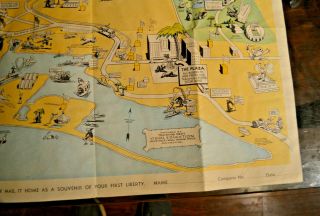 RARE ANTIQUE ASHORE IN SAN DIEGO CA WORLD WAR 2 USO MAP FOR SOILDERS IN THE NAVY 5