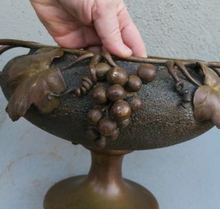 Antique Bronze Tray Grape Cluster Vine Compote Art Nouveau Planter Brass Vintage