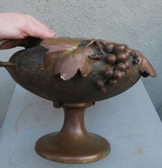 Antique Bronze Tray Grape cluster vine Compote Art Nouveau Planter brass Vintage 4
