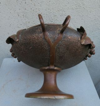 Antique Bronze Tray Grape cluster vine Compote Art Nouveau Planter brass Vintage 8